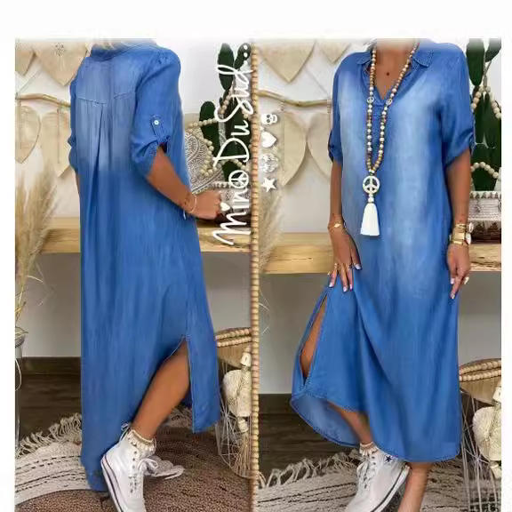 Loose Women's Denim Dress Wash - Cycling Commute Outfit 评论和价格